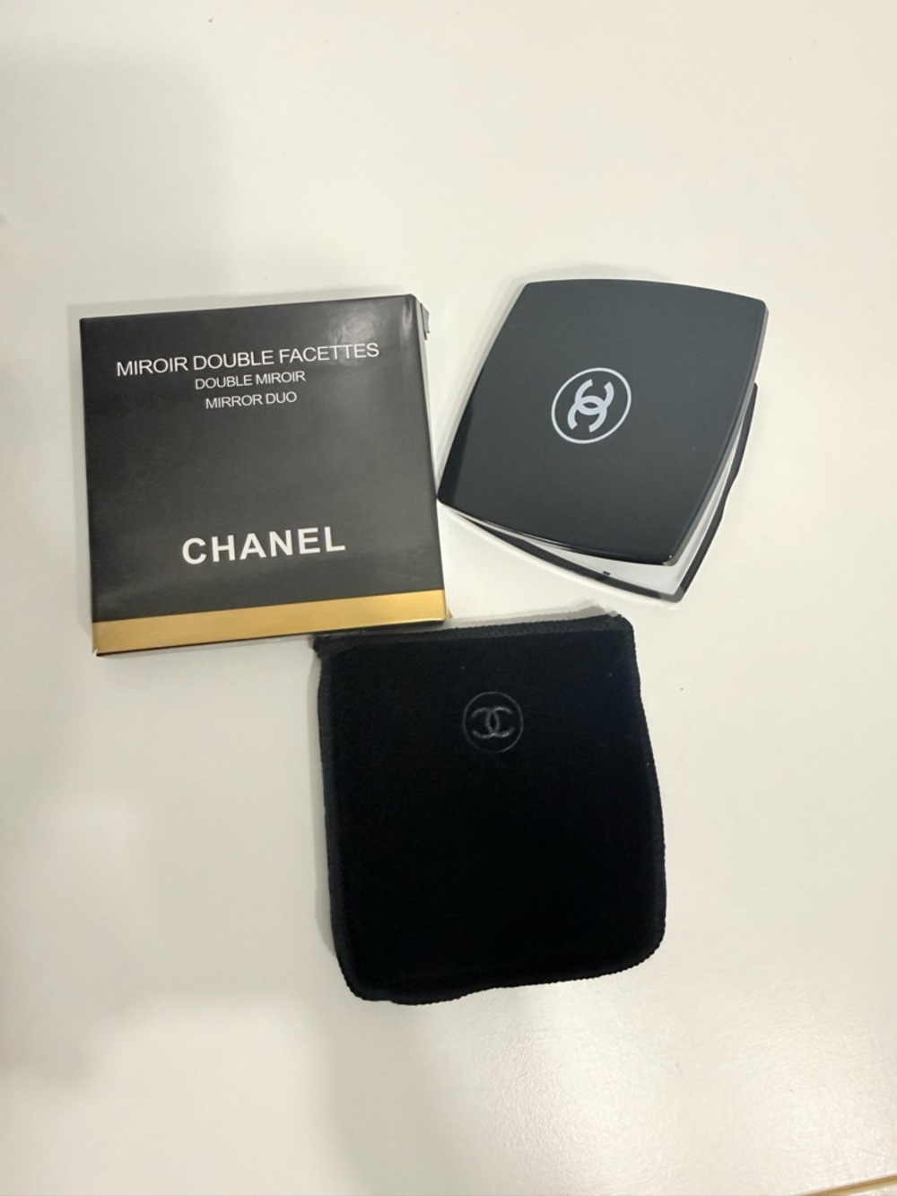 Chanel compact double sided mirror with case